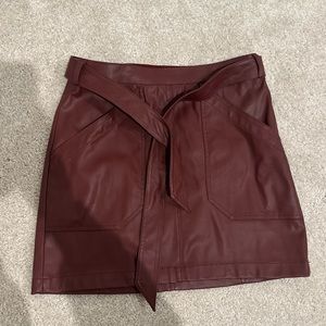 Red Faux Leather Skirt